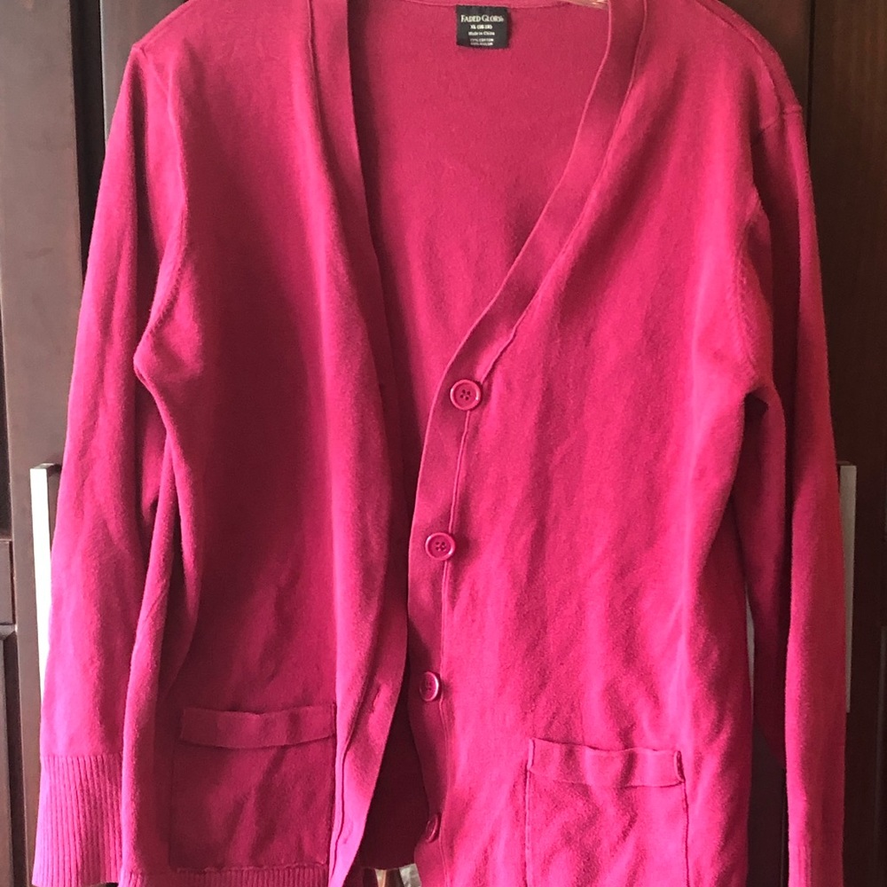 Faded Glory sz. XL Fuchsia Button Down Cardigan